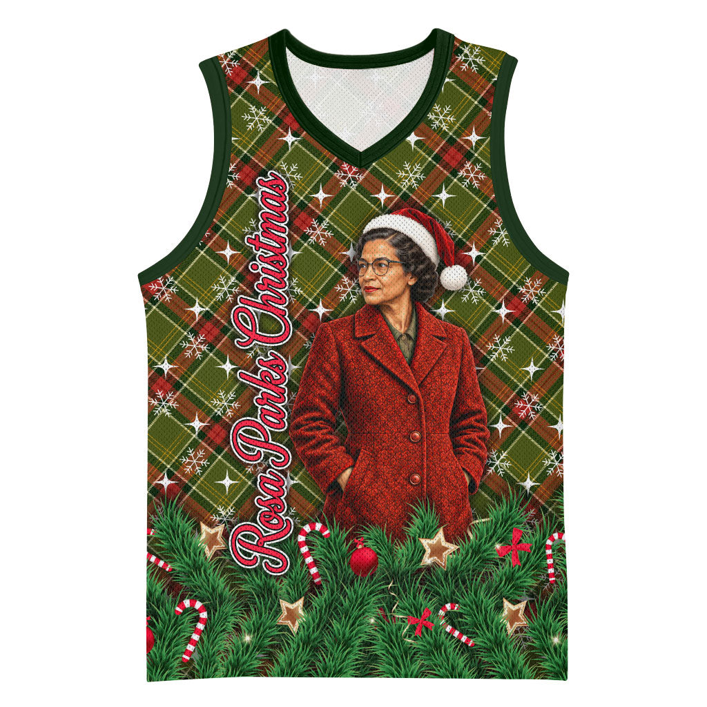Rosa Parks Christmas Basketball Jersey Plaid Festive Stamp Vintage Civil Rights Legend
