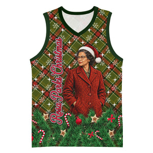 Rosa Parks Christmas Basketball Jersey Plaid Festive Stamp Vintage Civil Rights Legend
