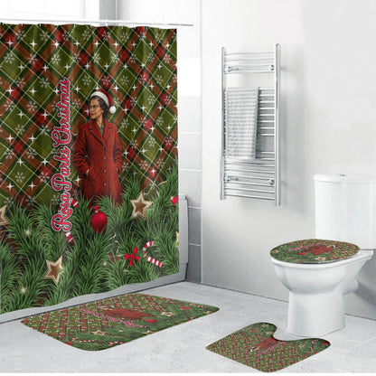 Rosa Parks Christmas Bathroom Set Plaid Festive Stamp Vintage Civil Rights Legend