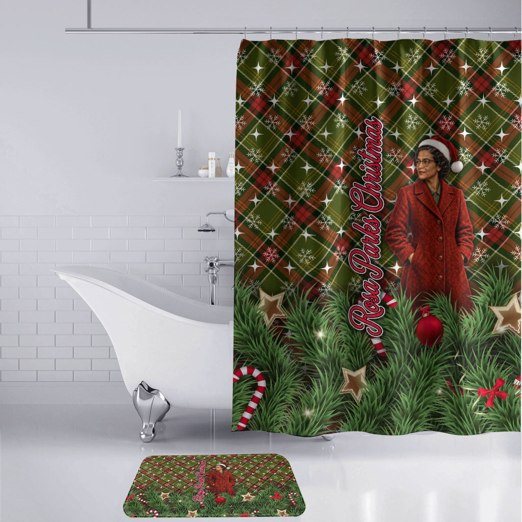 Rosa Parks Christmas Bathroom Set Plaid Festive Stamp Vintage Civil Rights Legend