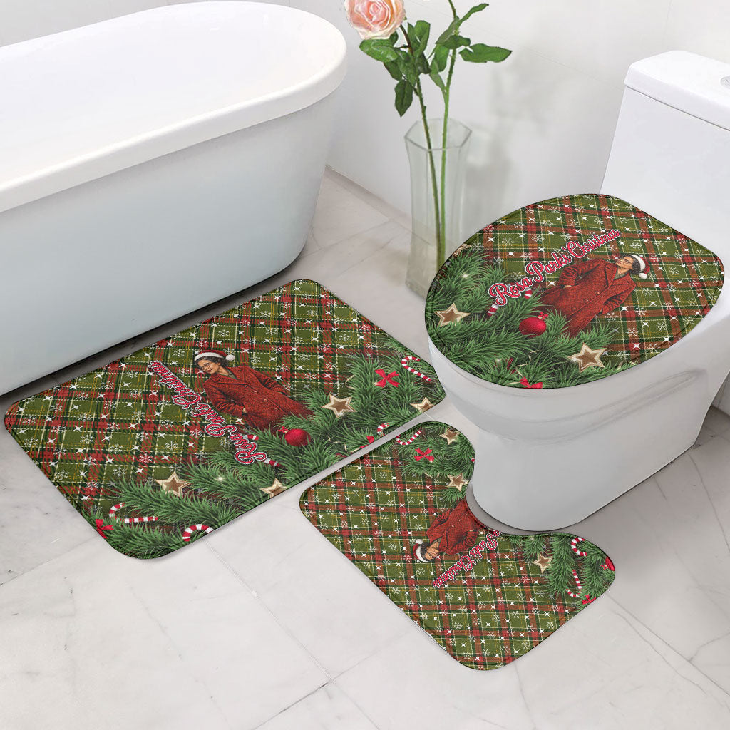 Rosa Parks Christmas Bathroom Set Plaid Festive Stamp Vintage Civil Rights Legend