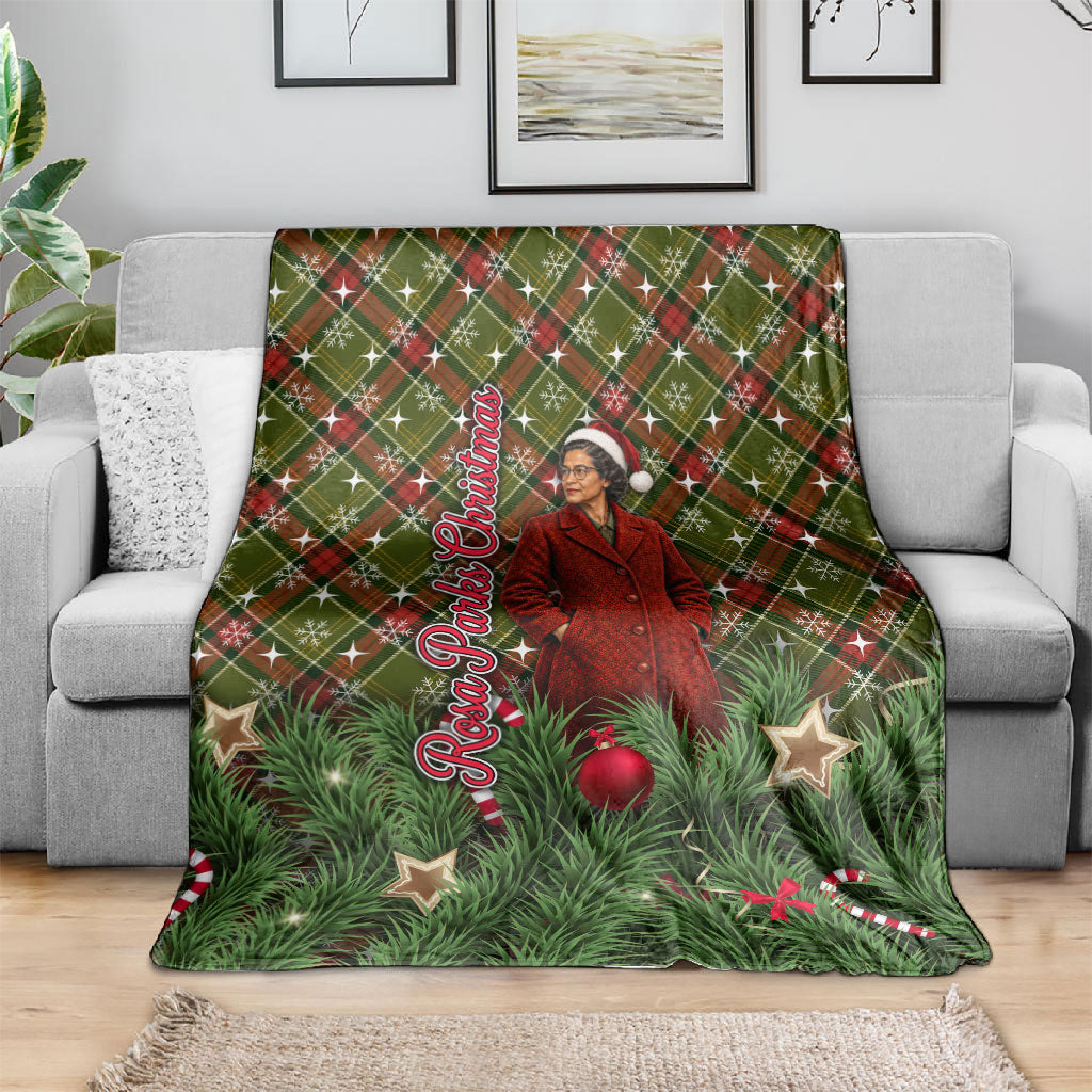 Rosa Parks Christmas Blanket Plaid Festive Stamp Vintage Civil Rights Legend