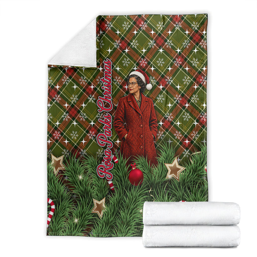 Rosa Parks Christmas Blanket Plaid Festive Stamp Vintage Civil Rights Legend