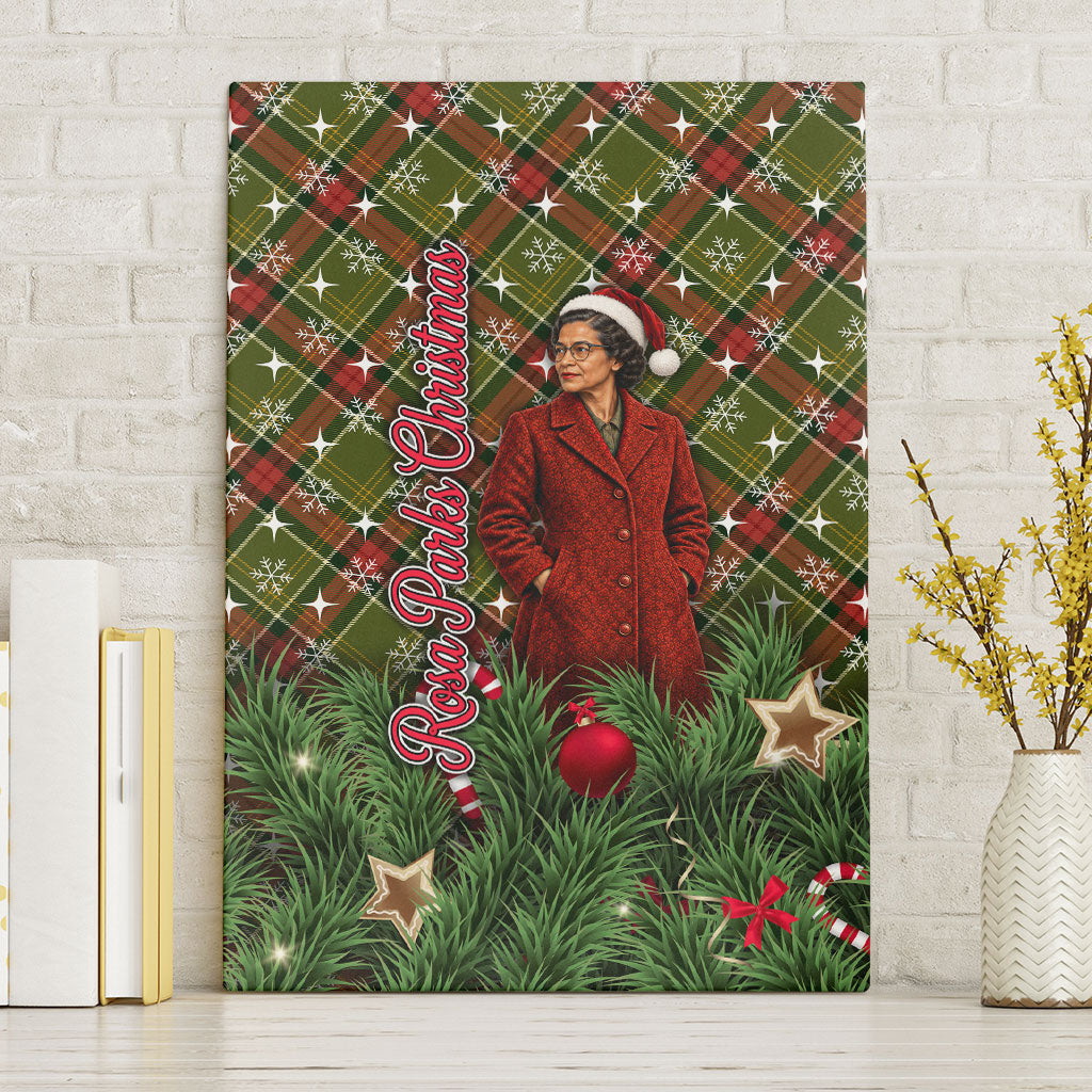 Rosa Parks Christmas Canvas Wall Art Plaid Festive Stamp Vintage Civil Rights Legend