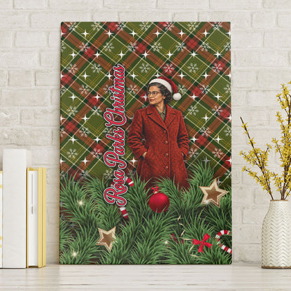 Rosa Parks Christmas Canvas Wall Art Plaid Festive Stamp Vintage Civil Rights Legend
