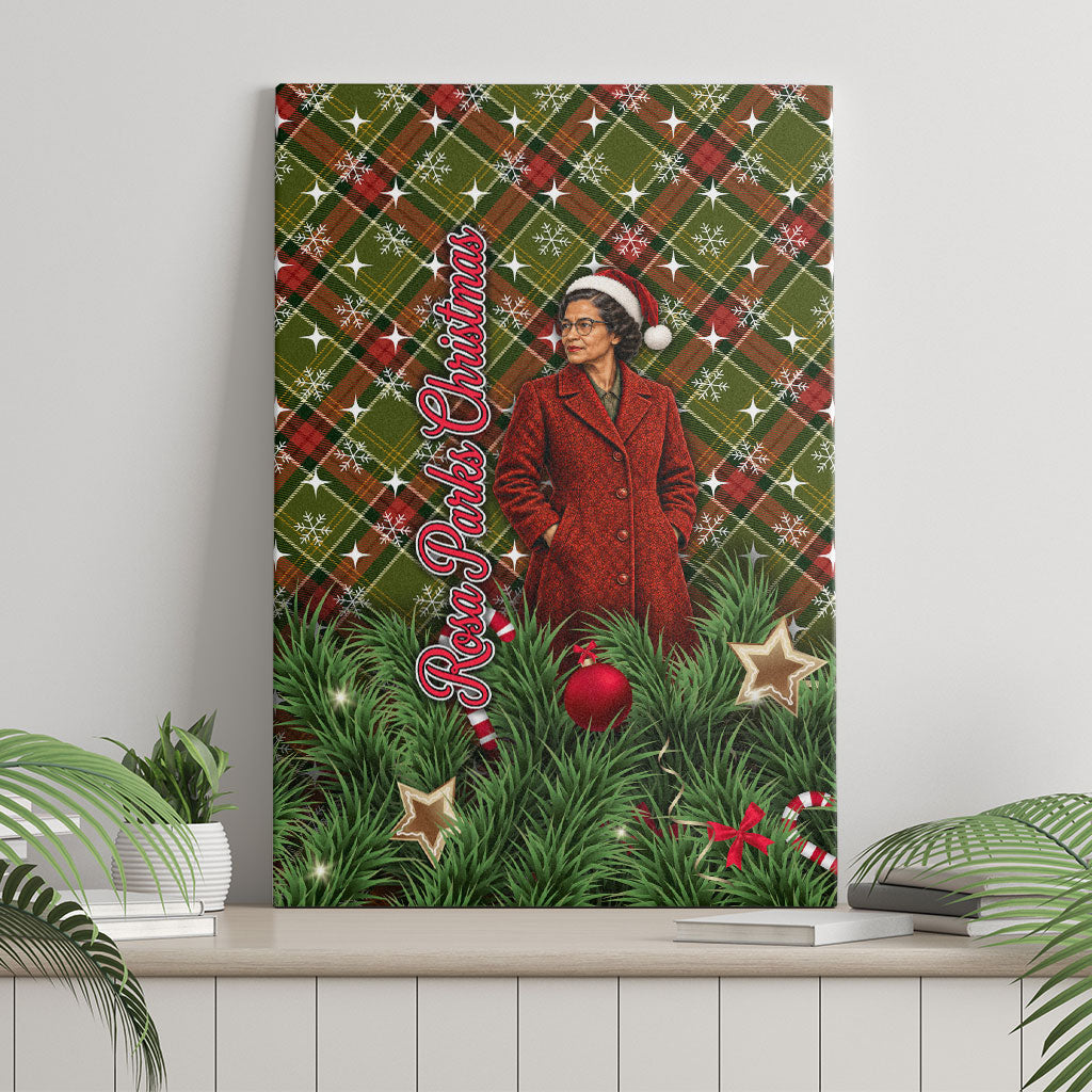 Rosa Parks Christmas Canvas Wall Art Plaid Festive Stamp Vintage Civil Rights Legend