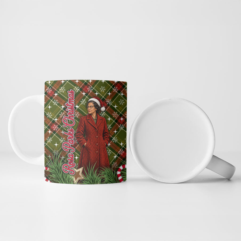 Rosa Parks Christmas Ceramic Mug Plaid Festive Stamp Vintage Civil Rights Legend