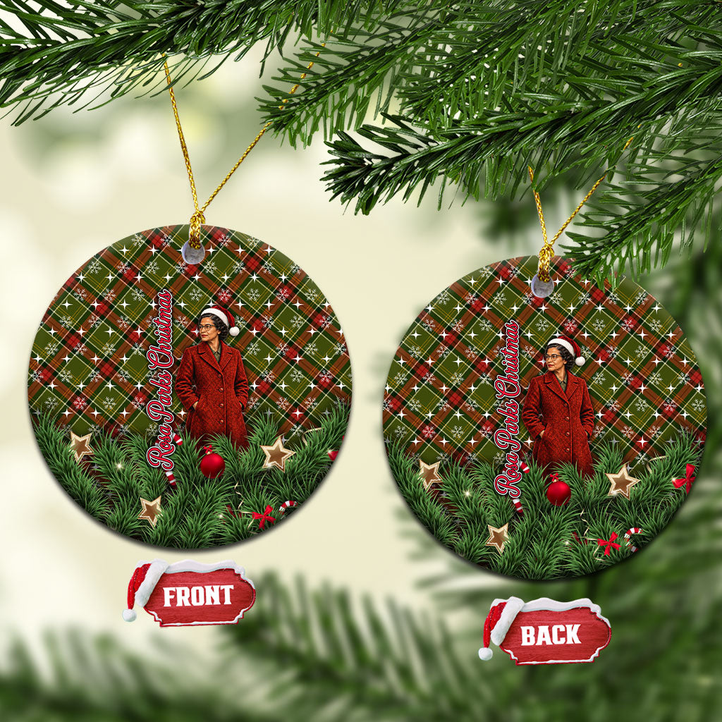 Rosa Parks Christmas Ceramic Ornament Plaid Festive Stamp Vintage Civil Rights Legend
