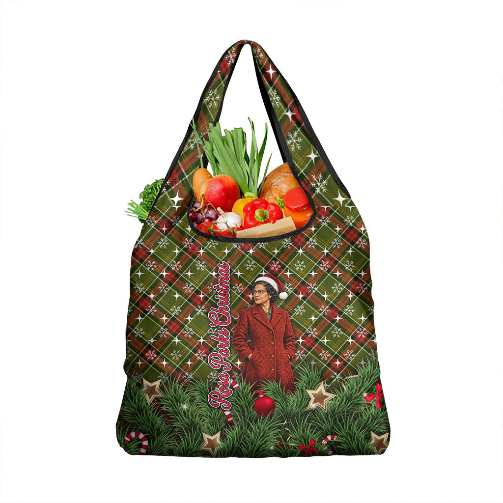 Rosa Parks Christmas Grocery Bag Plaid Festive Stamp Vintage Civil Rights Legend