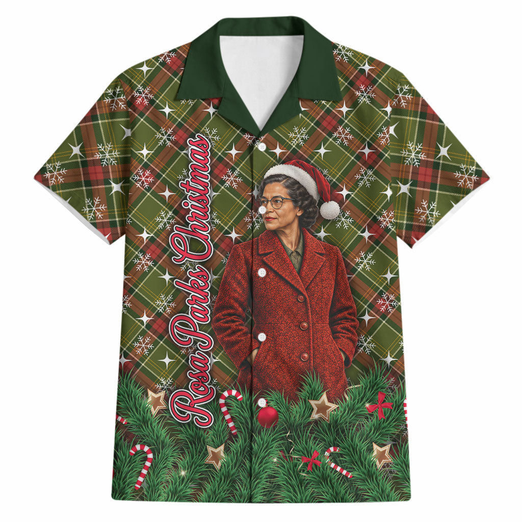 Rosa Parks Christmas Hawaiian Shirt Plaid Festive Stamp Vintage Civil Rights Legend