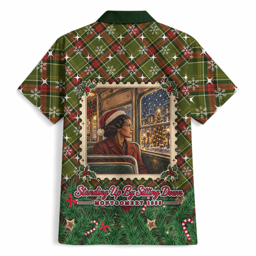 Rosa Parks Christmas Hawaiian Shirt Plaid Festive Stamp Vintage Civil Rights Legend