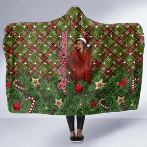 Rosa Parks Christmas Hooded Blanket Plaid Festive Stamp Vintage Civil Rights Legend