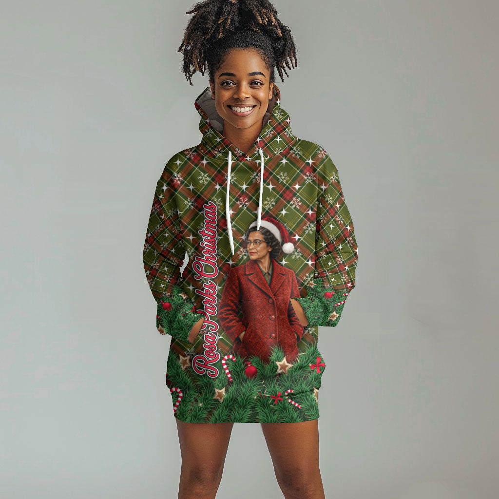 Rosa Parks Christmas Hoodie Dress Plaid Festive Stamp Vintage Civil Rights Legend