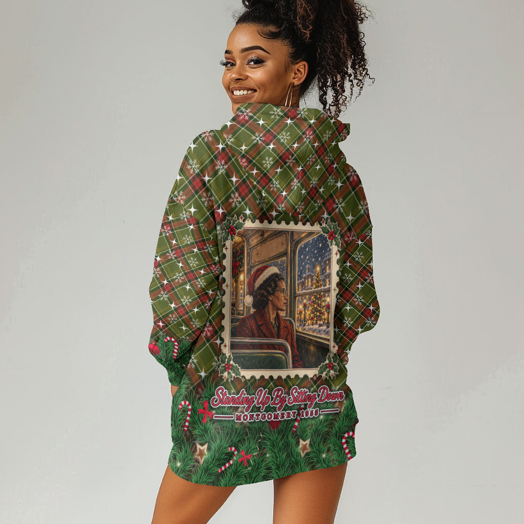 Rosa Parks Christmas Hoodie Dress Plaid Festive Stamp Vintage Civil Rights Legend