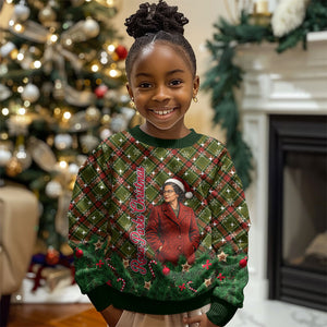 Rosa Parks Christmas Kid Ugly Christmas Sweater Plaid Festive Stamp Vintage Civil Rights Legend