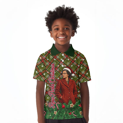 Rosa Parks Christmas Kid Polo Shirt Plaid Festive Stamp Vintage Civil Rights Legend