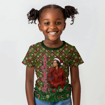 Rosa Parks Christmas Kid T shirt Plaid Festive Stamp Vintage Civil Rights Legend