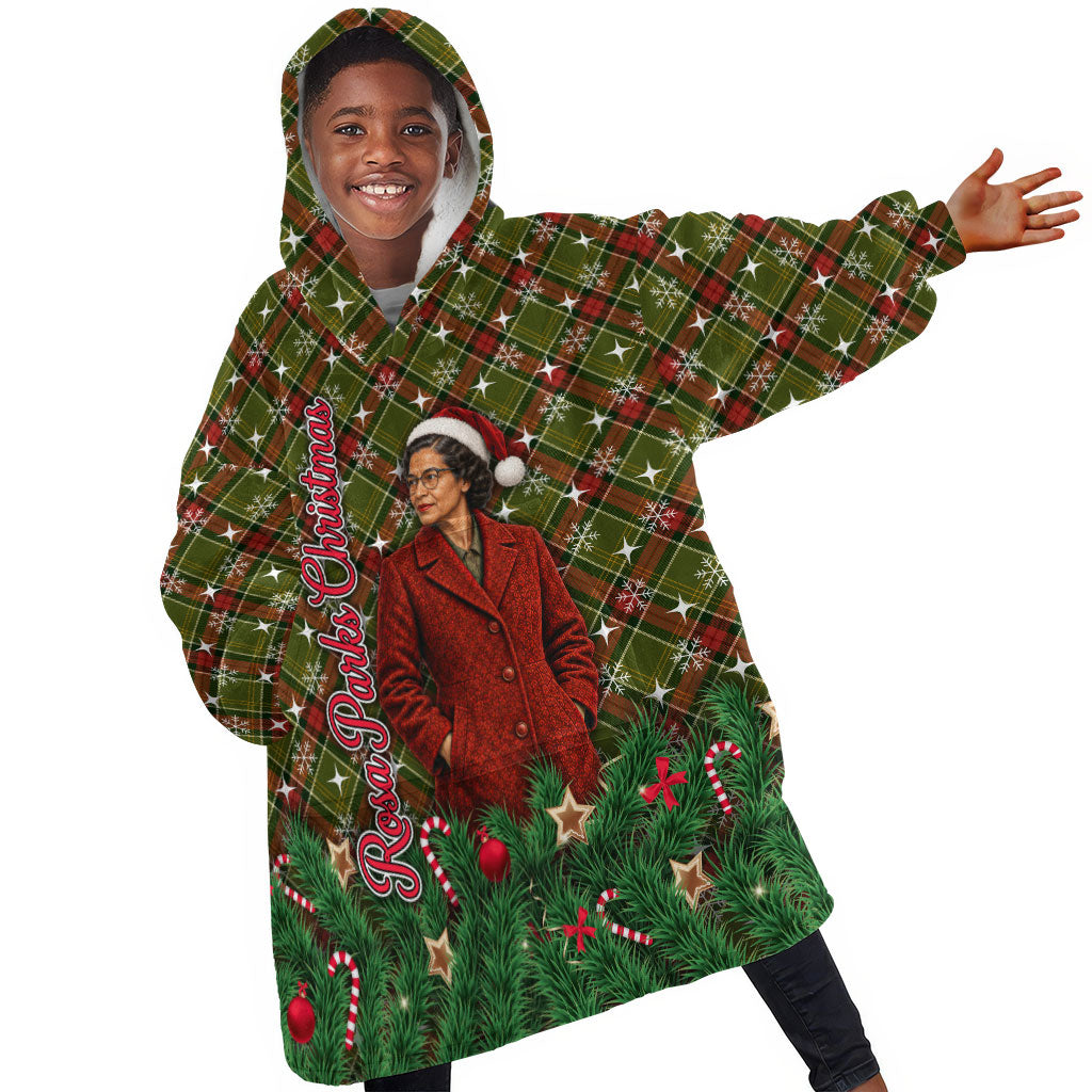 Rosa Parks Christmas Kid Wearable Blanket Hoodie Plaid Festive Stamp Vintage Civil Rights Legend