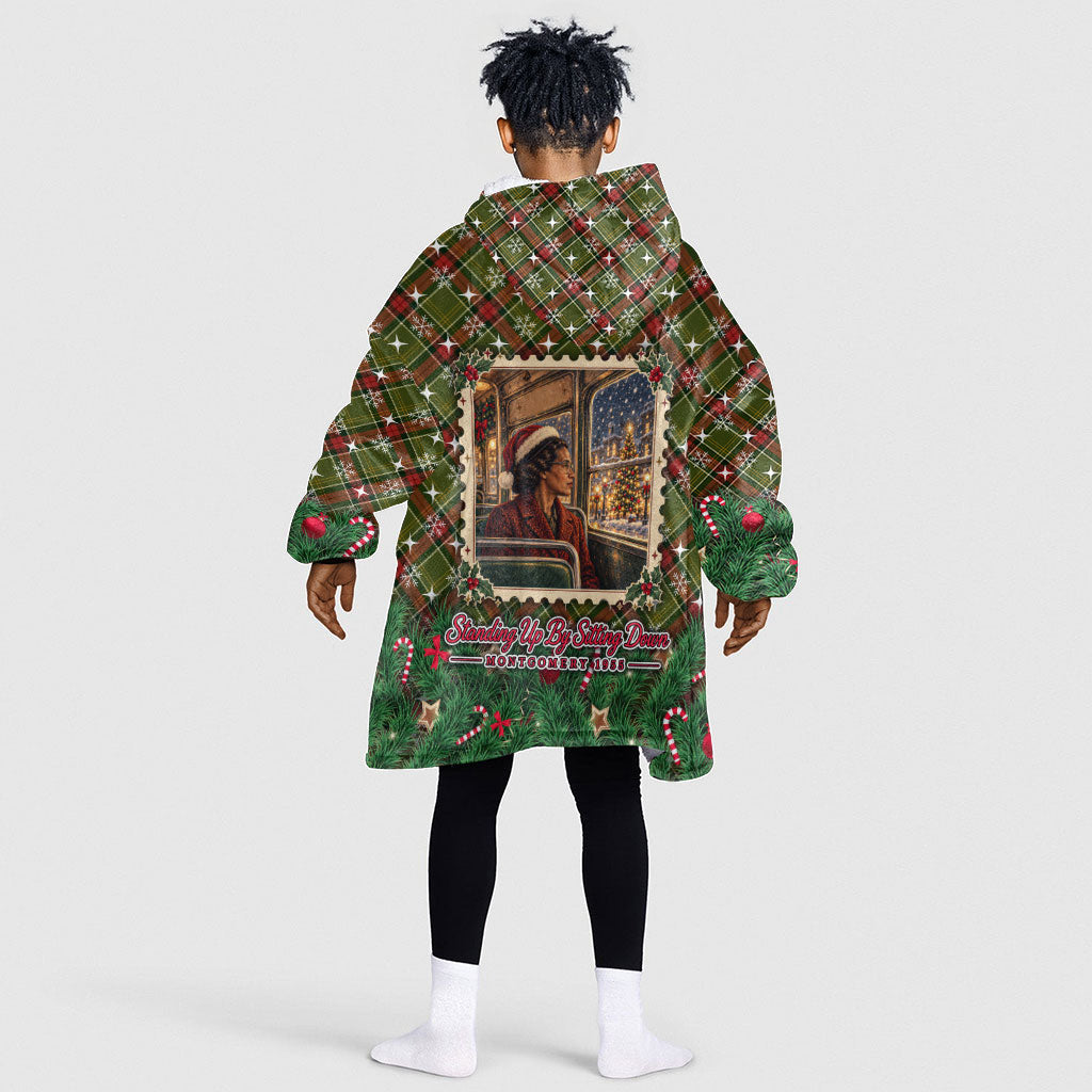 Rosa Parks Christmas Kid Wearable Blanket Hoodie Plaid Festive Stamp Vintage Civil Rights Legend