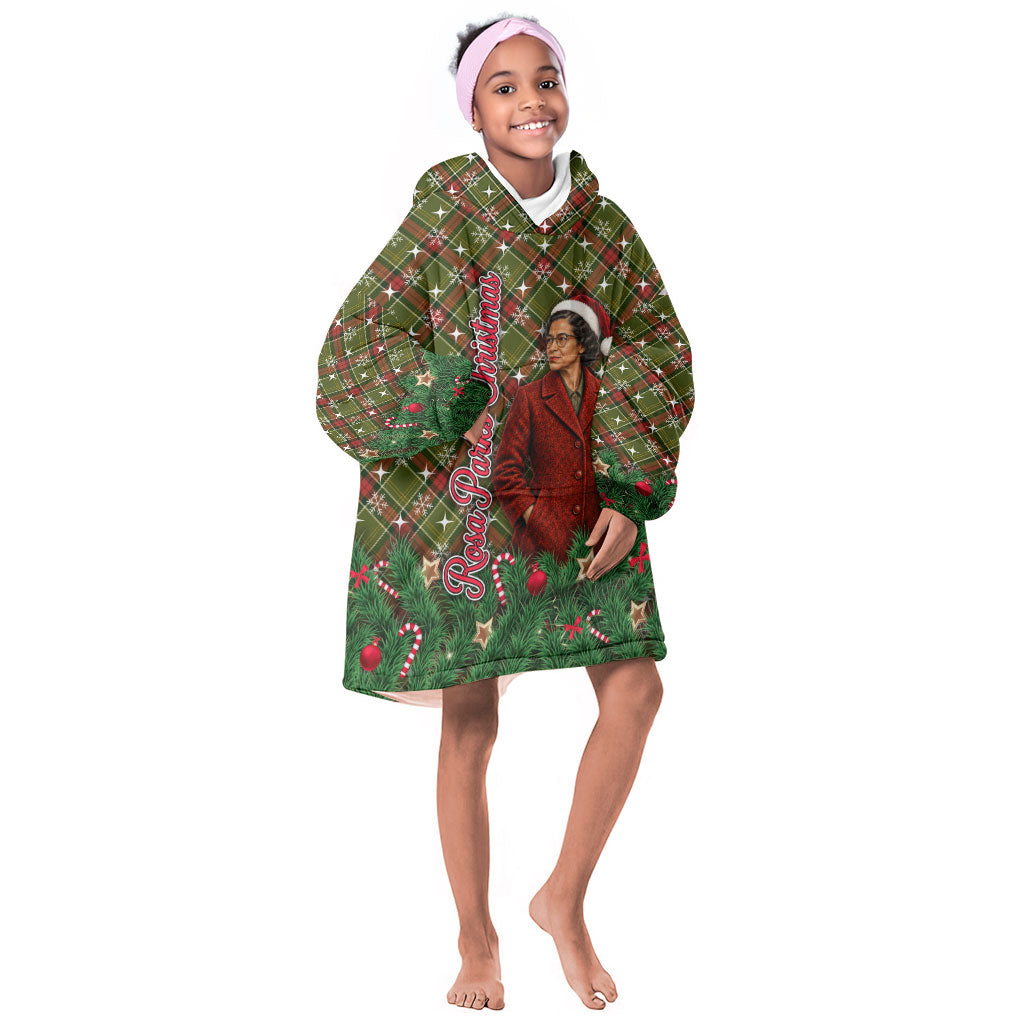 Rosa Parks Christmas Kid Wearable Blanket Hoodie Plaid Festive Stamp Vintage Civil Rights Legend