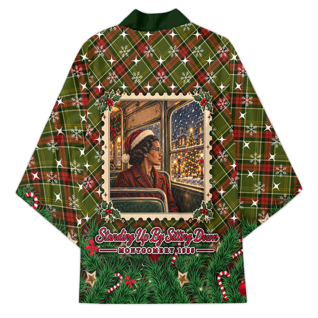 Rosa Parks Christmas Kimono Plaid Festive Stamp Vintage Civil Rights Legend