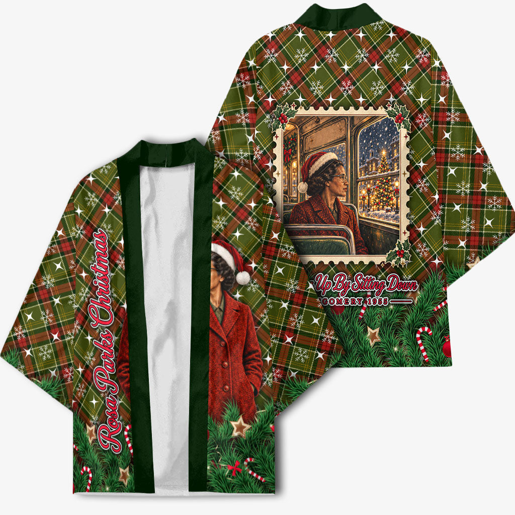 Rosa Parks Christmas Kimono Plaid Festive Stamp Vintage Civil Rights Legend