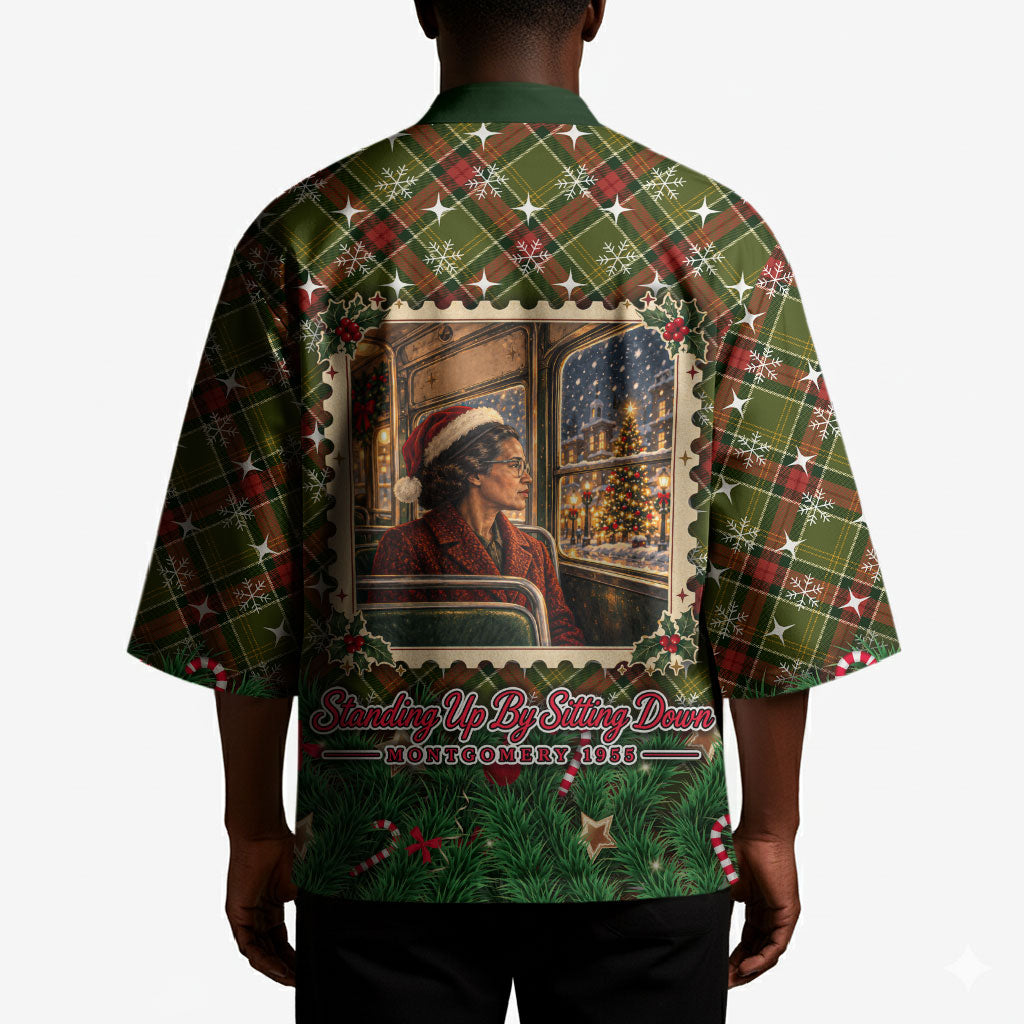 Rosa Parks Christmas Kimono Plaid Festive Stamp Vintage Civil Rights Legend