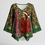 Rosa Parks Christmas Kimono Sleeve Blouse Plaid Festive Stamp Vintage Civil Rights Legend