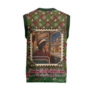 Rosa Parks Christmas Knitted V-Neck Vest Plaid Festive Stamp Vintage Civil Rights Legend