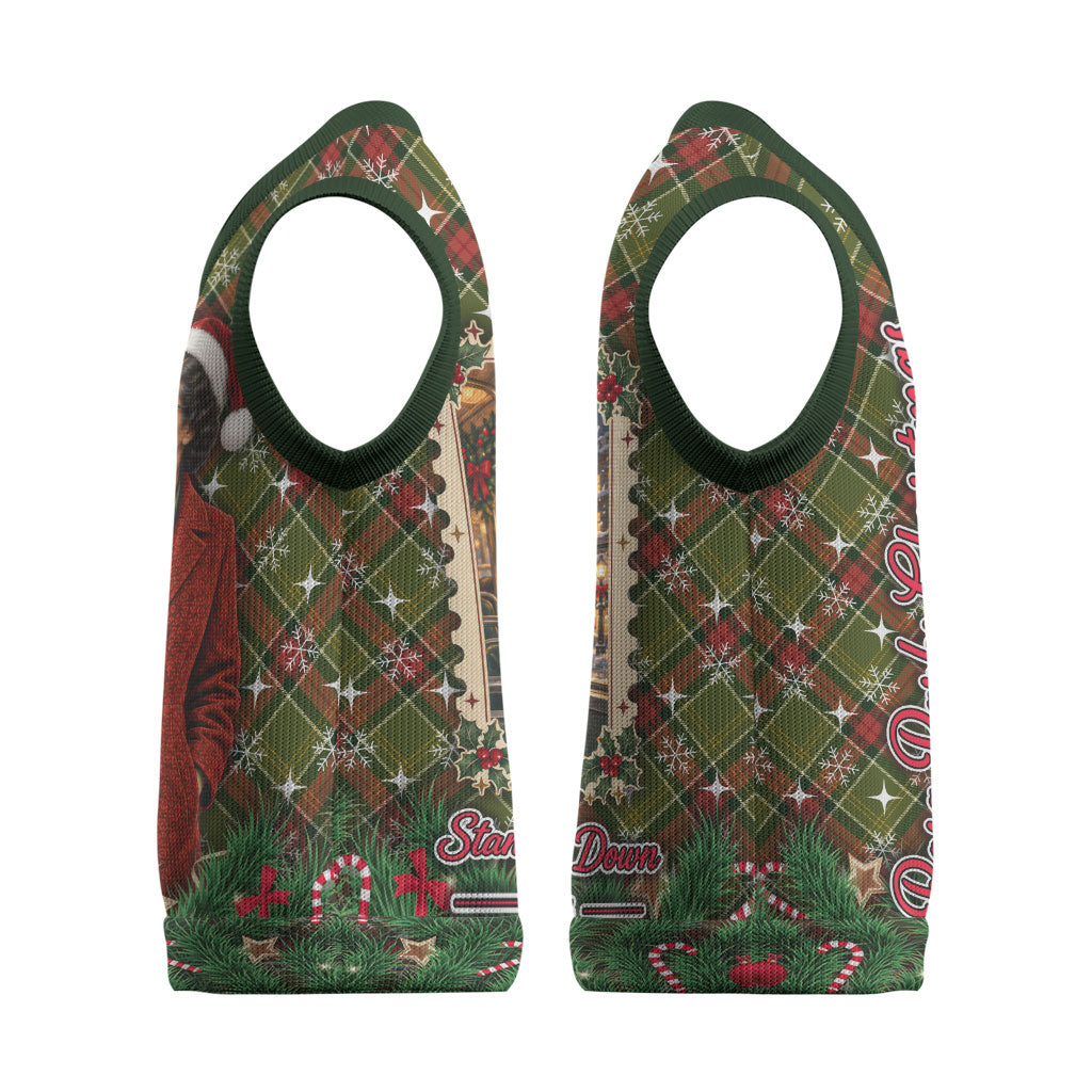 Rosa Parks Christmas Knitted V-Neck Vest Plaid Festive Stamp Vintage Civil Rights Legend
