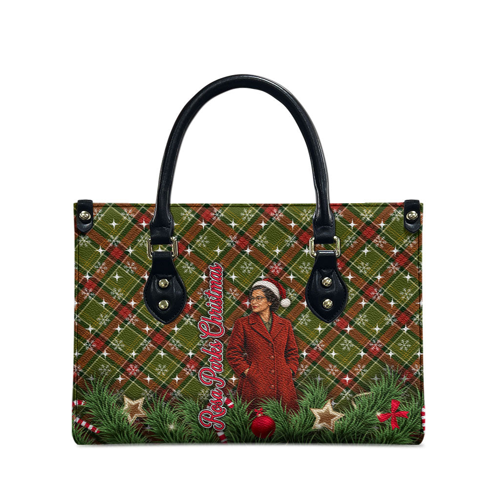 Rosa Parks Christmas Leather Bag Plaid Festive Stamp Vintage Civil Rights Legend
