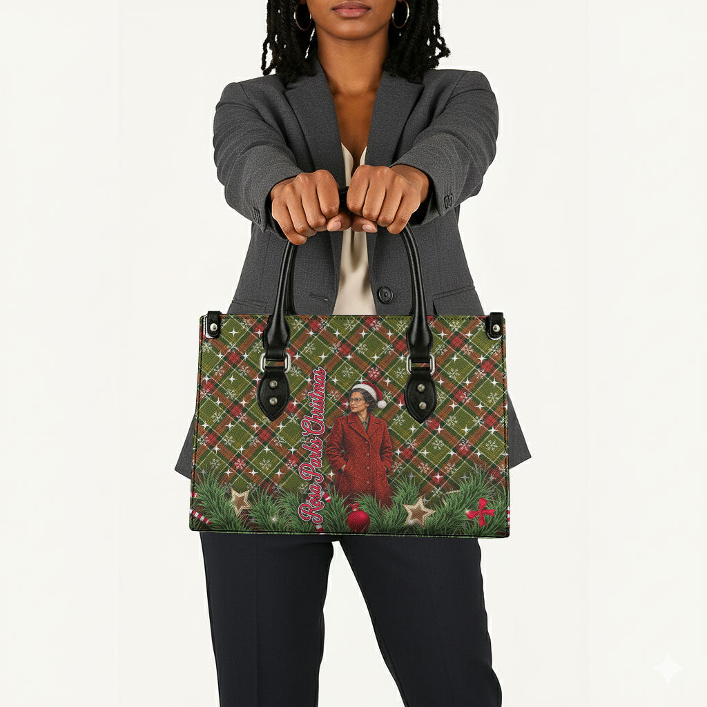 Rosa Parks Christmas Leather Bag Plaid Festive Stamp Vintage Civil Rights Legend