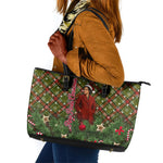Rosa Parks Christmas Leather Tote Bag Plaid Festive Stamp Vintage Civil Rights Legend