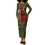 Rosa Parks Christmas Long Sleeve Bodycon Dress Plaid Festive Stamp Vintage Civil Rights Legend