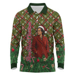 Rosa Parks Christmas Long Sleeve Polo Shirt Plaid Festive Stamp Vintage Civil Rights Legend