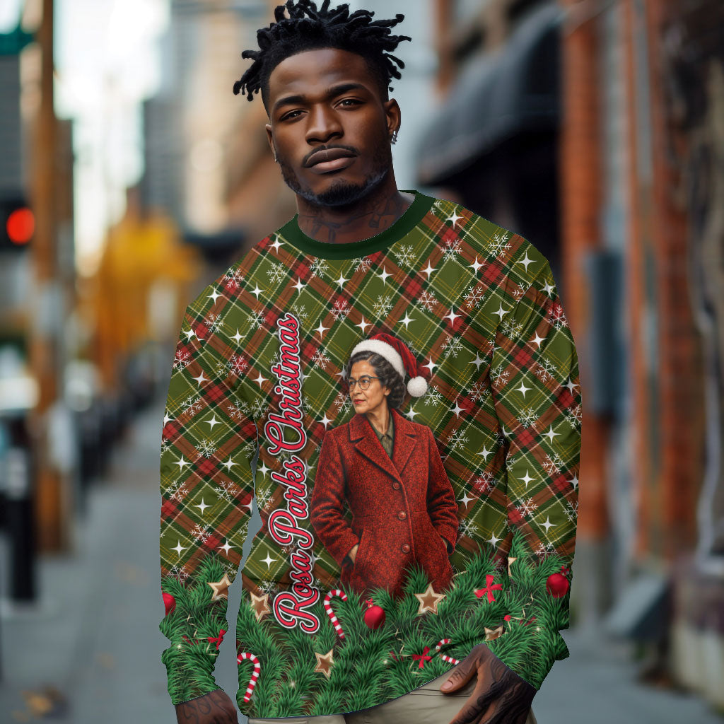 Rosa Parks Christmas Long Sleeve Shirt Plaid Festive Stamp Vintage Civil Rights Legend