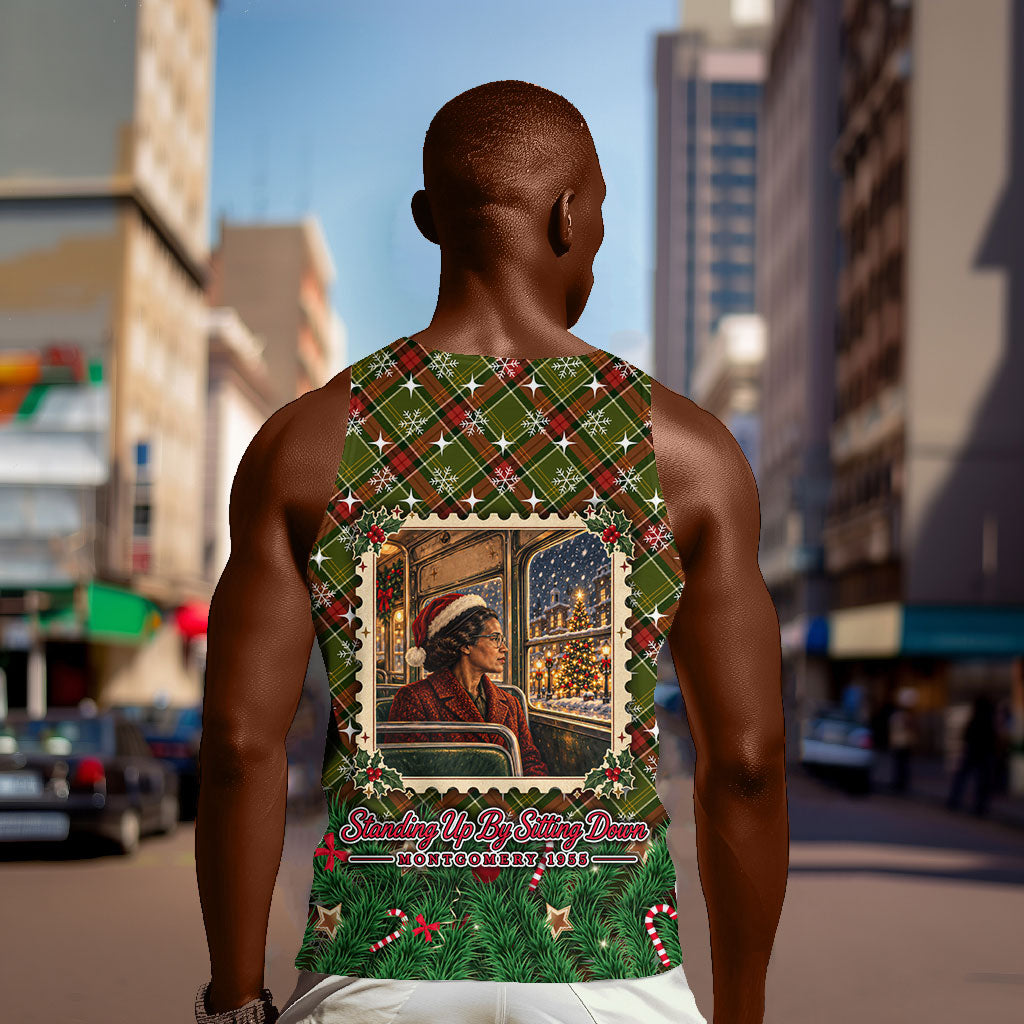 Rosa Parks Christmas Men Tank Top Plaid Festive Stamp Vintage Civil Rights Legend