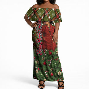 Rosa Parks Christmas Off Shoulder Maxi Dress Plaid Festive Stamp Vintage Civil Rights Legend