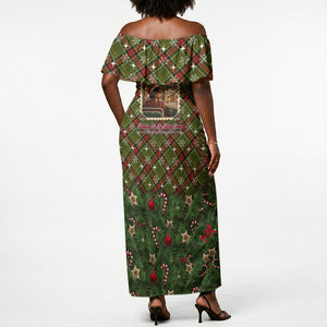Rosa Parks Christmas Off Shoulder Maxi Dress Plaid Festive Stamp Vintage Civil Rights Legend