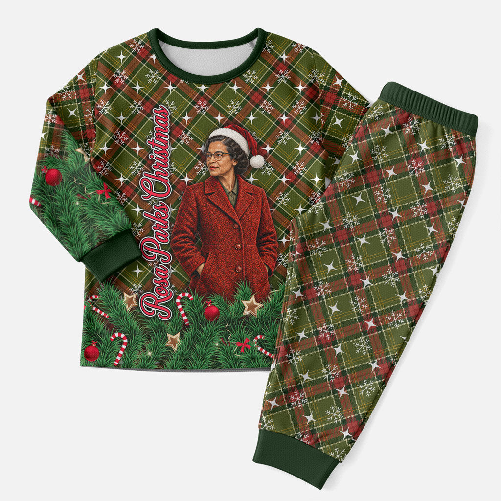 Rosa Parks Christmas Pajama Set Plaid Festive Stamp Vintage Civil Rights Legend