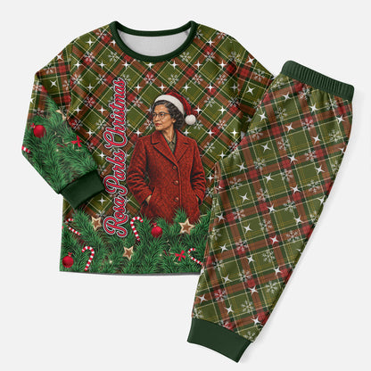 Rosa Parks Christmas Pajama Set Plaid Festive Stamp Vintage Civil Rights Legend