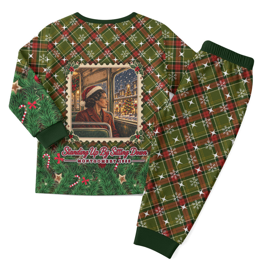 Rosa Parks Christmas Pajama Set Plaid Festive Stamp Vintage Civil Rights Legend