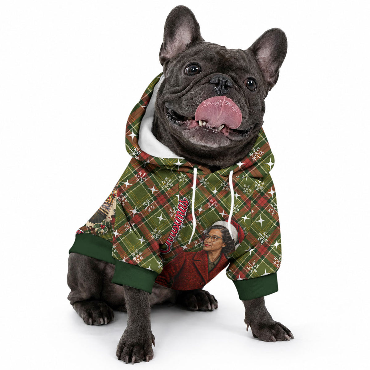 Rosa Parks Christmas Pet Hoodie Plaid Festive Stamp Vintage Civil Rights Legend