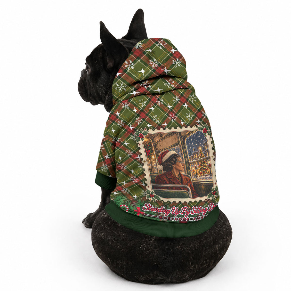 Rosa Parks Christmas Pet Hoodie Plaid Festive Stamp Vintage Civil Rights Legend