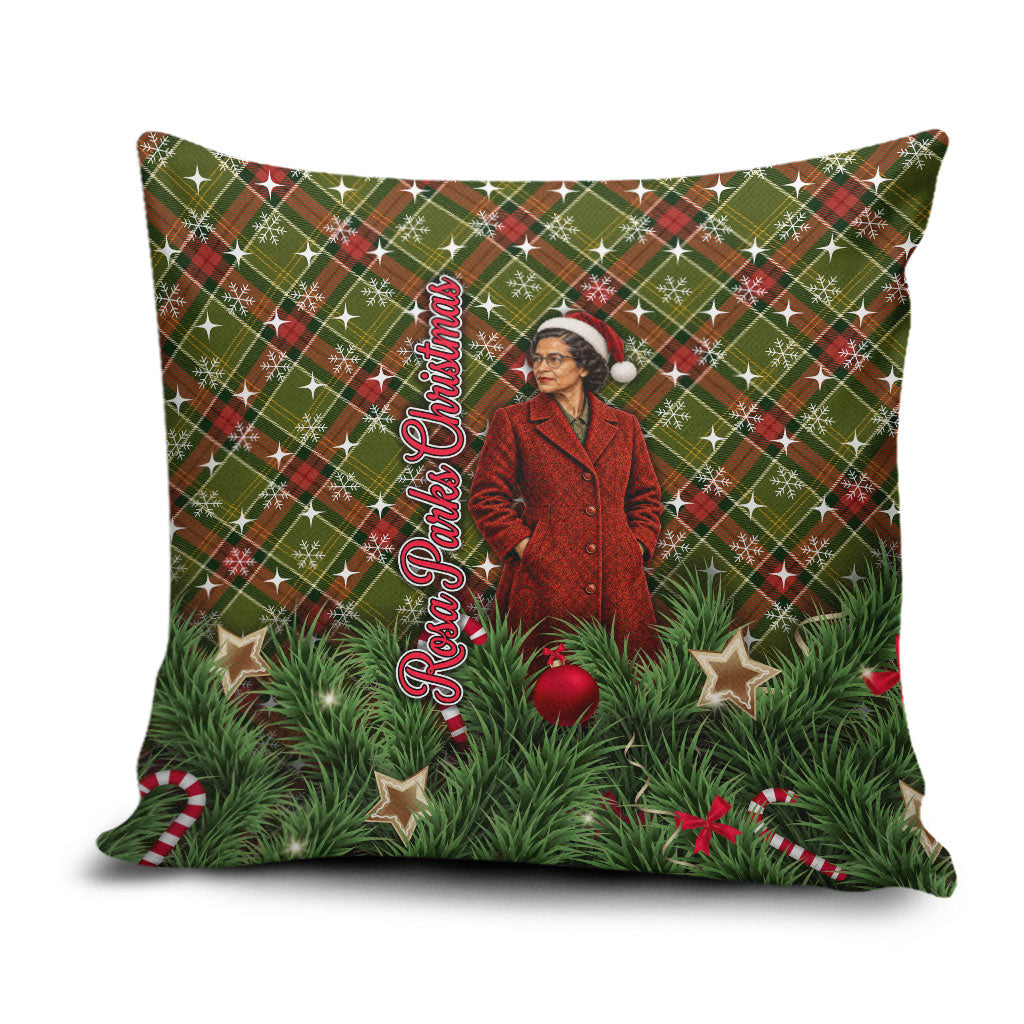 Rosa Parks Christmas Pillow Cover Plaid Festive Stamp Vintage Civil Rights Legend