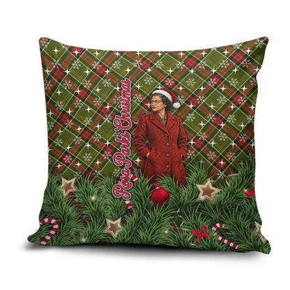 Rosa Parks Christmas Pillow Cover Plaid Festive Stamp Vintage Civil Rights Legend