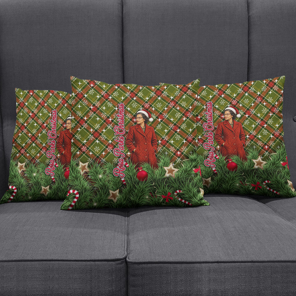 Rosa Parks Christmas Pillow Cover Plaid Festive Stamp Vintage Civil Rights Legend