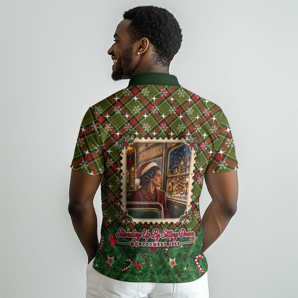 Rosa Parks Christmas Polo Shirt Plaid Festive Stamp Vintage Civil Rights Legend