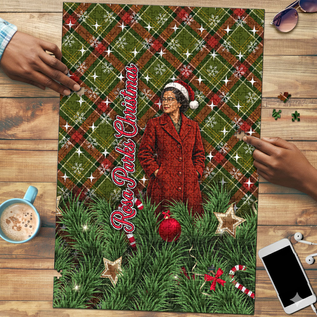 Rosa Parks Christmas Puzzle Plaid Festive Stamp Vintage Civil Rights Legend