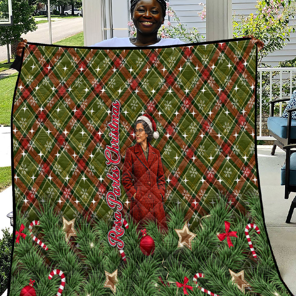 Rosa Parks Christmas Quilt Plaid Festive Stamp Vintage Civil Rights Legend
